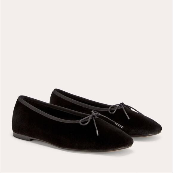 NEW Everlane The Day Flat Ballet Square Toe Velvet Black 8.5 - Picture 1 of 12